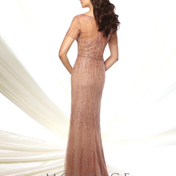 Montage by Mon Cheri Dark Taupe beaded gown - Picture 11 of 13
